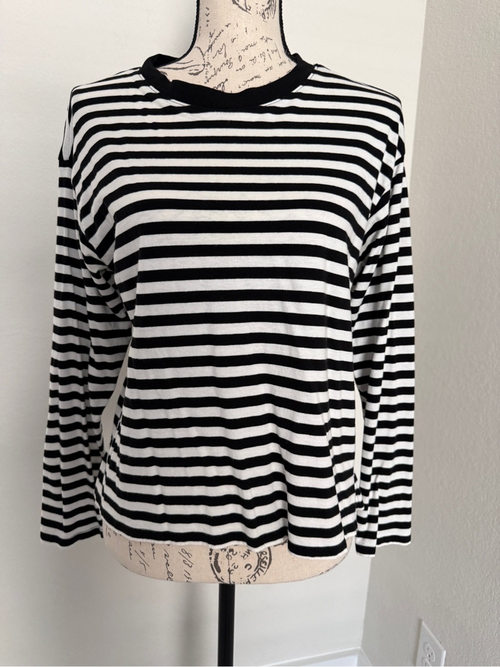 Monki Black and White Striped Long Sleeve Tee